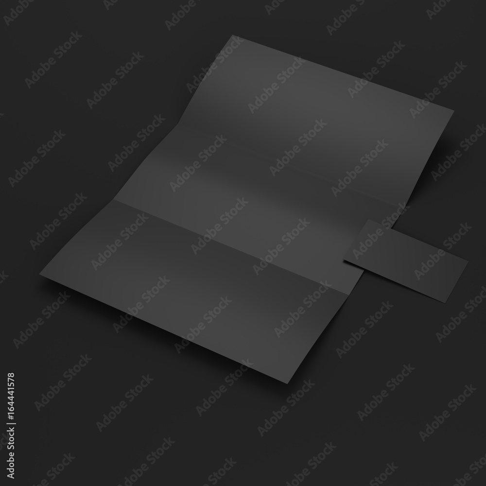 black folded paper and visit card black folded paper and visit card