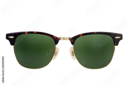 Fashionable plastic sunglasses on a white background for applying on a portrait