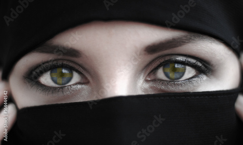 Eyes of a Swedish girl wearing hijab 