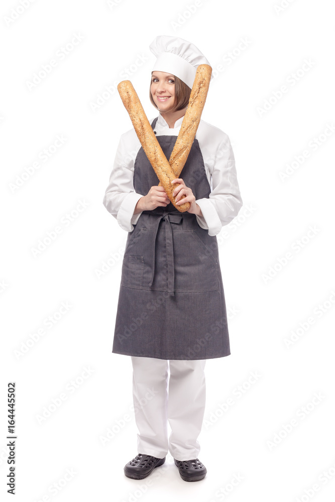 happy female chef isolated on white background happy female chef isolated on white background