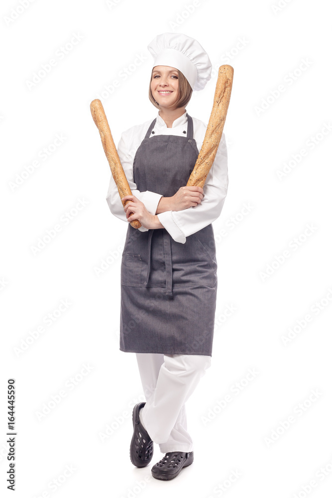 happy female chef isolated on white background happy female chef isolated on white background