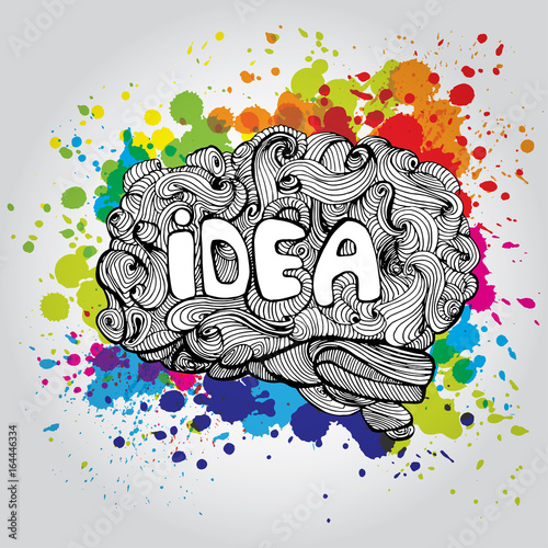 Brain Idea illustration. Doodle vector concept about human brain. Creative illustration