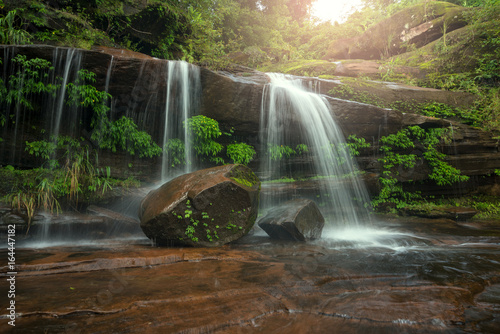 Waterfall from ravine in Thailand. . photo