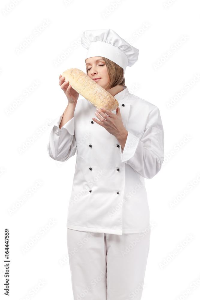 happy female chef isolated on white background happy female chef isolated on white background
