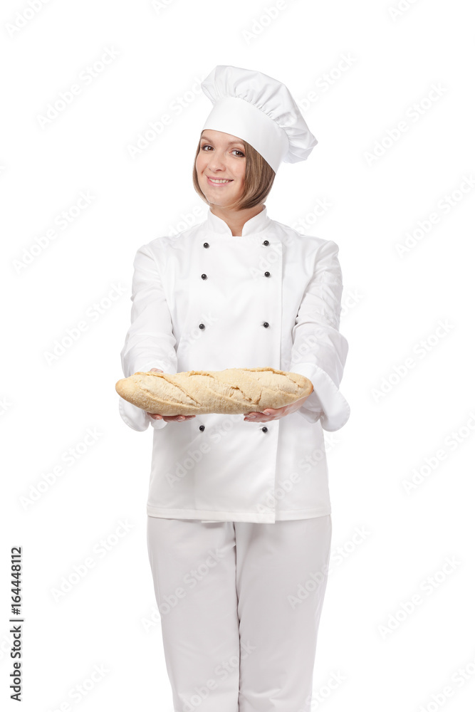 happy female chef isolated on white background happy female chef isolated on white background