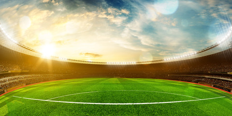 Rideaux Stade Evening stadium arena soccer field championship win . Yellow toning. Wide angle  © A ST