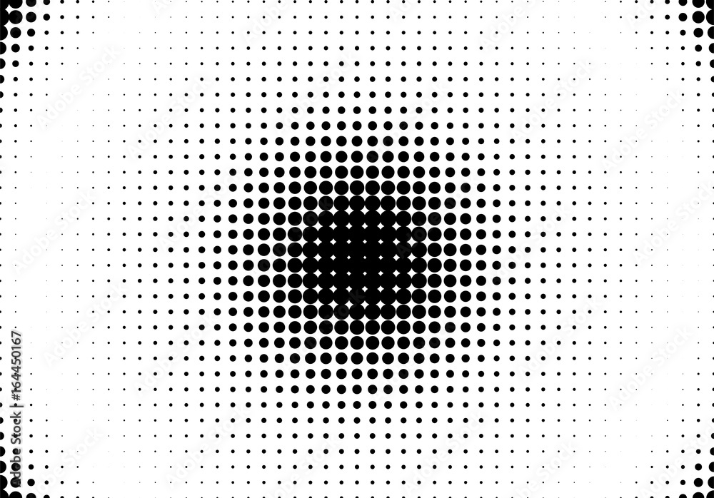 Halftone pattern. Comic background. Dotted retro backdrop with circles, dots. Design element for web banners, posters, cards, wallpapers, sites. Pop art style. Vector illustration. Black and white 