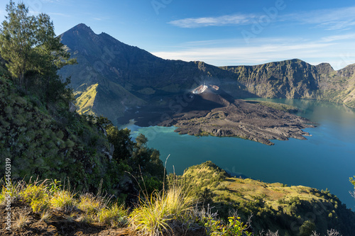 Rinjani active volcano mountain in a morning, Lombok island, Indonesia