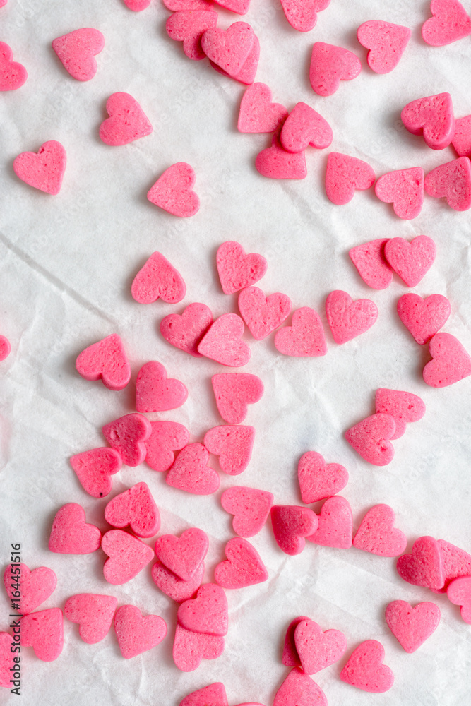 Scattered candy hearts