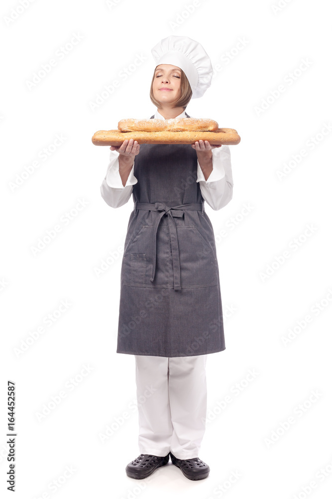 happy female chef isolated on white background happy female chef isolated on white background