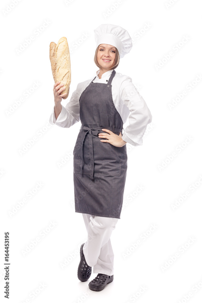 happy female chef isolated on white background happy female chef isolated on white background