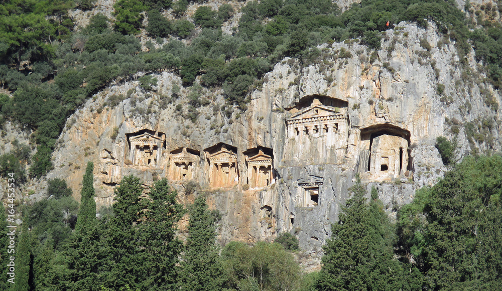Fototapeta premium ancient tombs, Iztuzu, Turkey