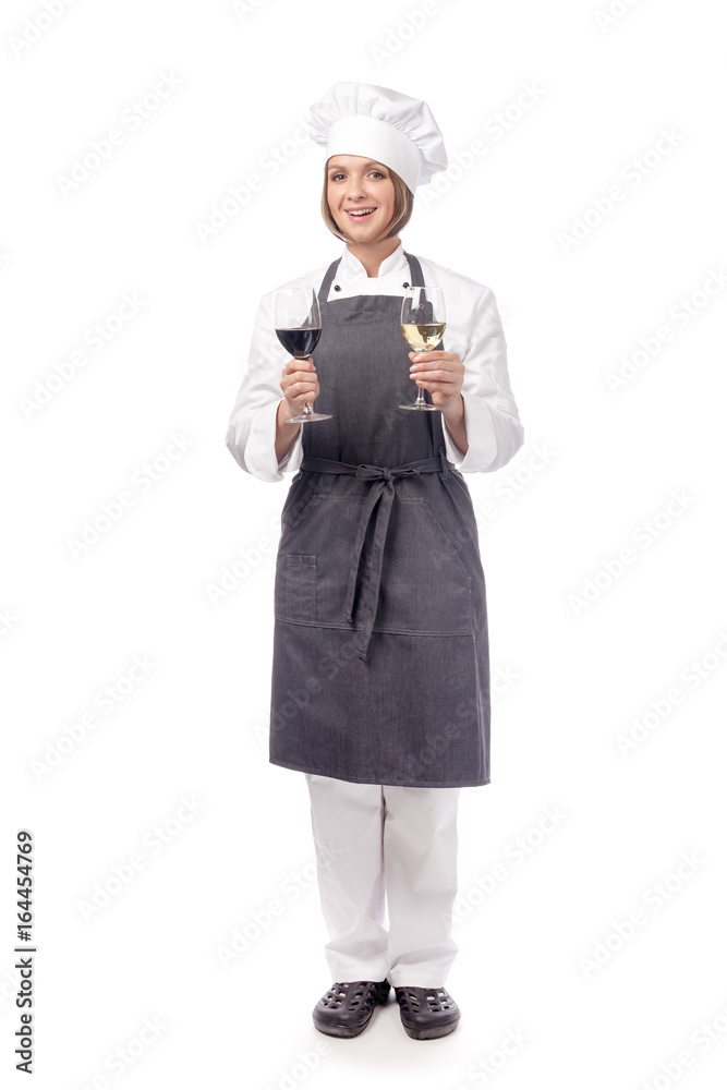happy female chef isolated on white background happy female chef isolated on white background