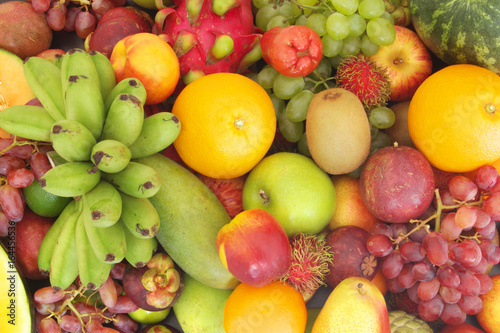 Fototapeta Naklejka Na Ścianę i Meble -  Tropical fruits background