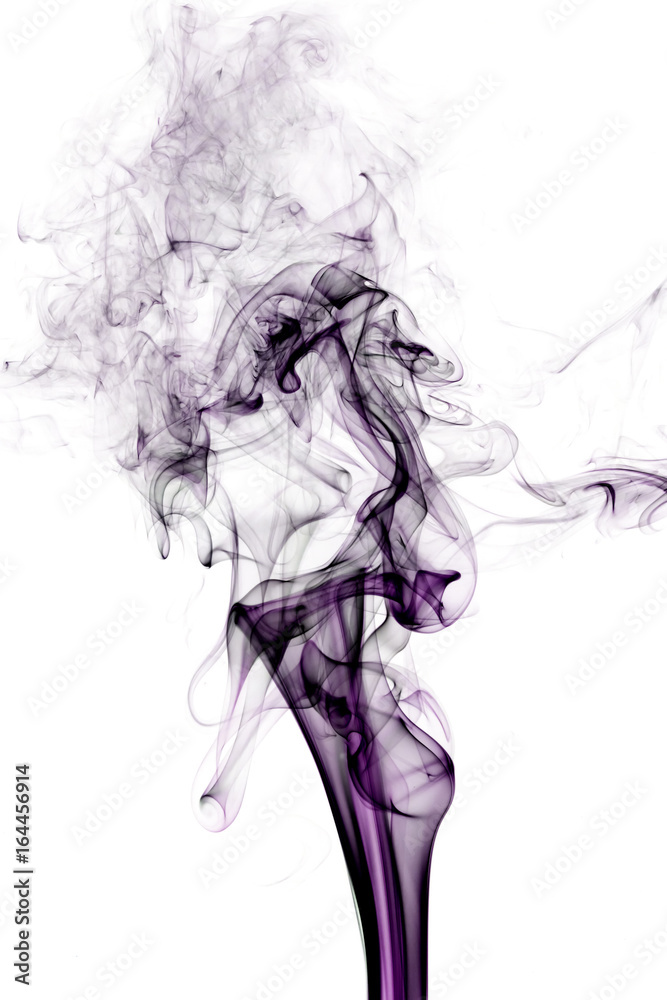 Fototapeta premium Violet smoke on white background.