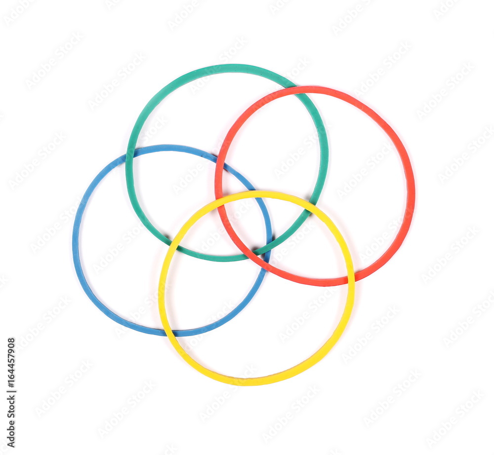 pile colorful rubber bands isolated on white pile colorful rubber bands isolated on white