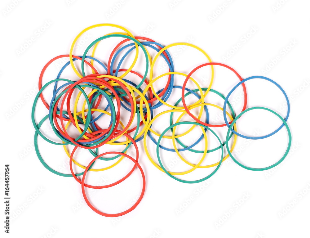 pile colorful rubber bands isolated on white pile colorful rubber bands isolated on white