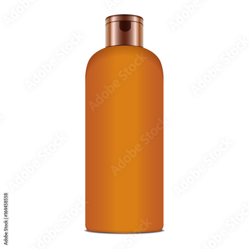 Sunscreen Blank Plastic Pack Bottle. Vector Realistic Mock up Template photo