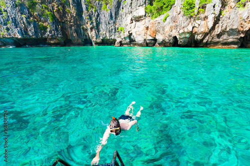 Thailand. Man sea, snorkeling