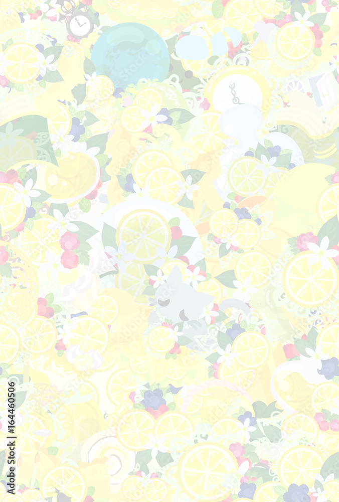 The texture that is made with various miscellaneous goods of lemon