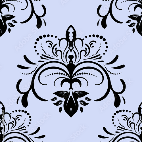 Damask seamless pattern repeating background. ornament letter and in baroque style. Antique repeatable wallpaper.