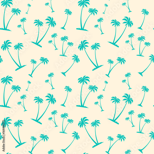 Seamless Pattern Palm Trees Tropical Summer Ornament Background Vector Illustration