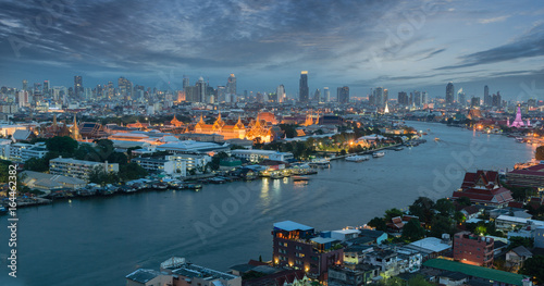 nigth view The Grand palace in bangkok ,Thailand 