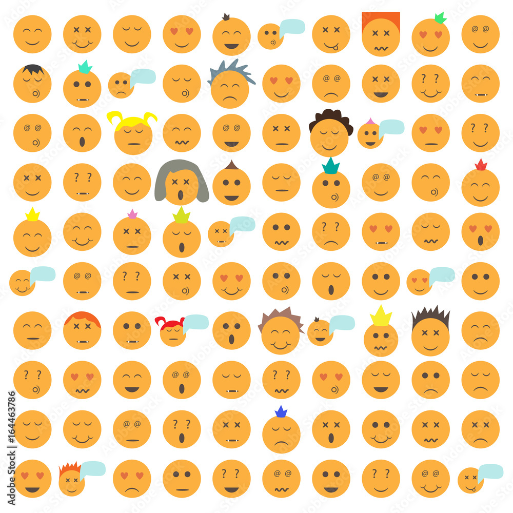 100 smile set in flat style 100 smile set in flat style