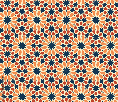 Seamless Pattern Abstract Geometric Ornament In Vintage Eastern Style Vector Illustration