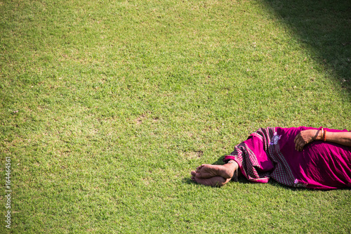 Woman in Garden Lying 