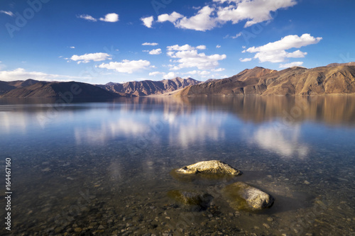 The reflection of mountain  at Pangong Lake, Leh Ladakh, India