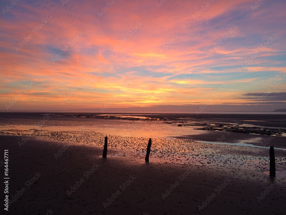 Fototapeta premium Couché de soleil Villerville 