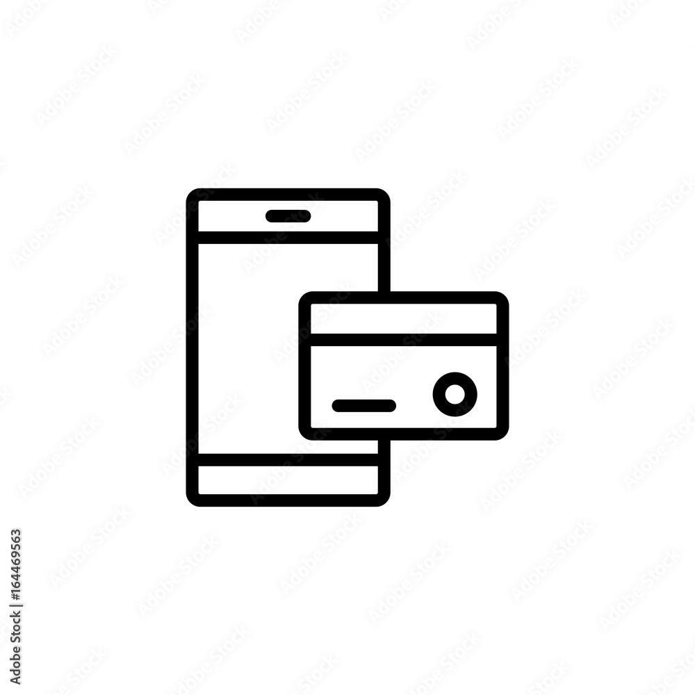 mobile, phone, smartphone, card, banking, payment, icon line black mobile, phone, smartphone, card, banking, payment, icon line black