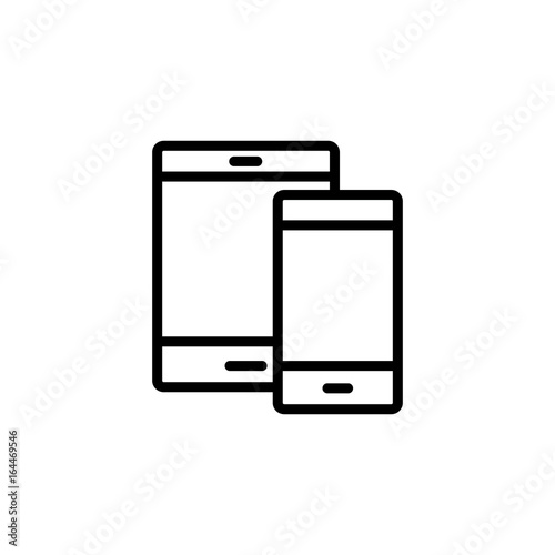 tablet, touchscreen, smartphone, laptop, icon line black