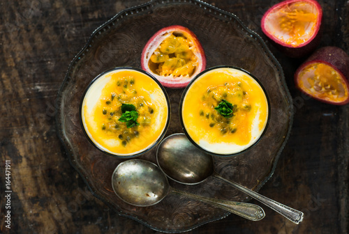Passion fruit cheesecake dessert pots