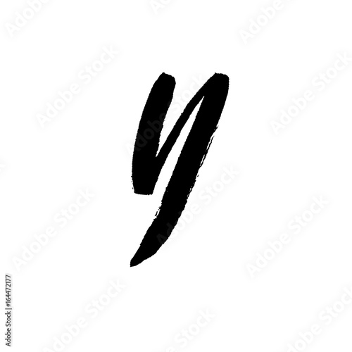 Letter d. Handwritten by dry brush. Rough strokes font. Vector illustration. Grunge style alphabet