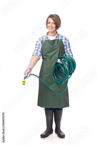 woman professional gardener isolated on white background