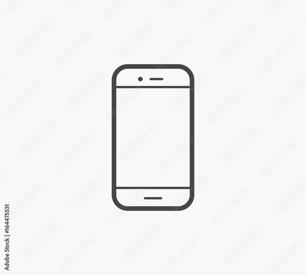 Simple Line of Cell Phone Vector Icon Simple Line of Cell Phone Vector Icon