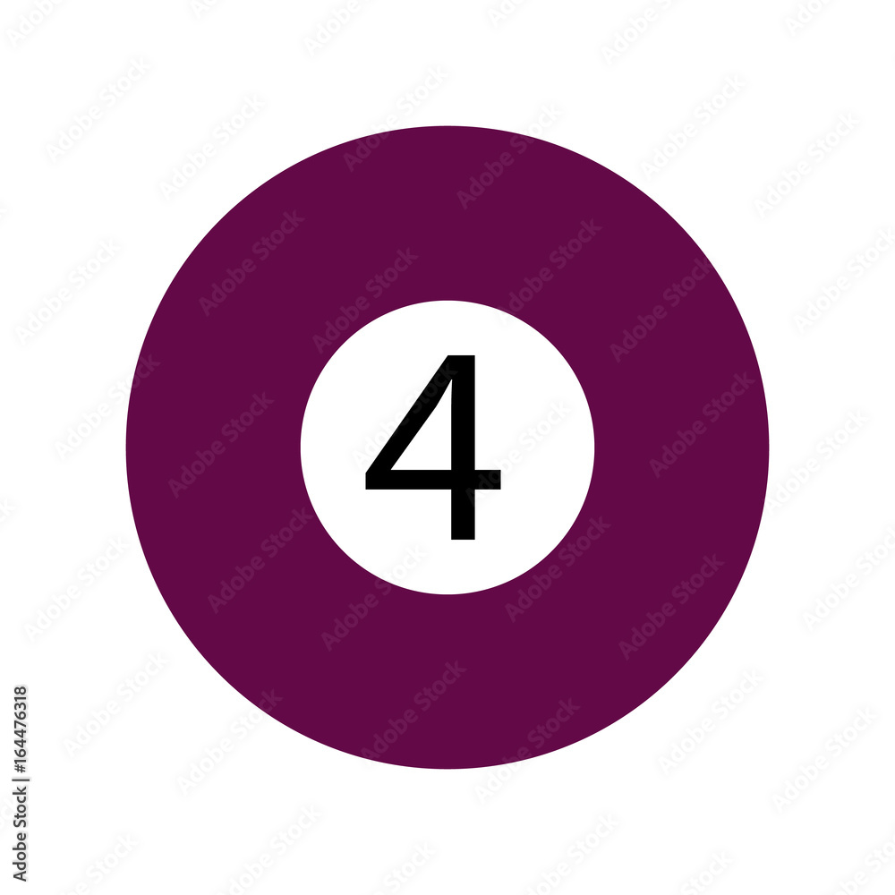 Flat Purple Four Pool - Billiard Ball Icon Vector Isolated Flat Purple Four Pool - Billiard Ball Icon Vector Isolated