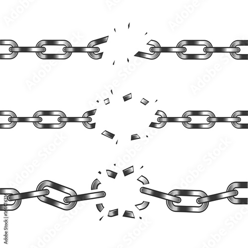 Broken chain isolated on white vector