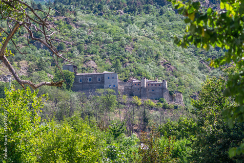 Mountain Panorama with caste on foreground