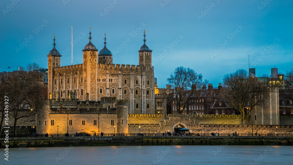 London, England - The world famous Tower of London at dusk