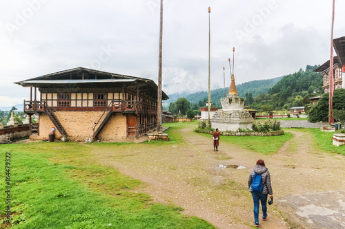 Bumthang, Bhutan - September 13, 2016: Kurjey Lhakhang (The Temple of Imprints) in  Bumthang valley, Bhutan. photo