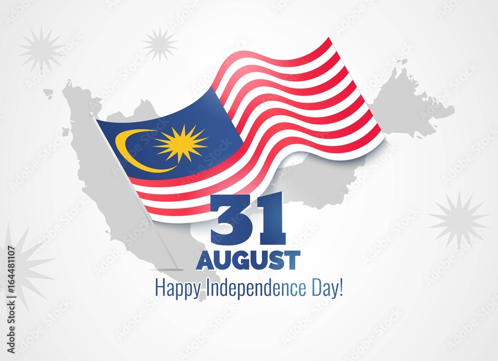 31 August. Malaysia Independence Day greeting card. Celebration 