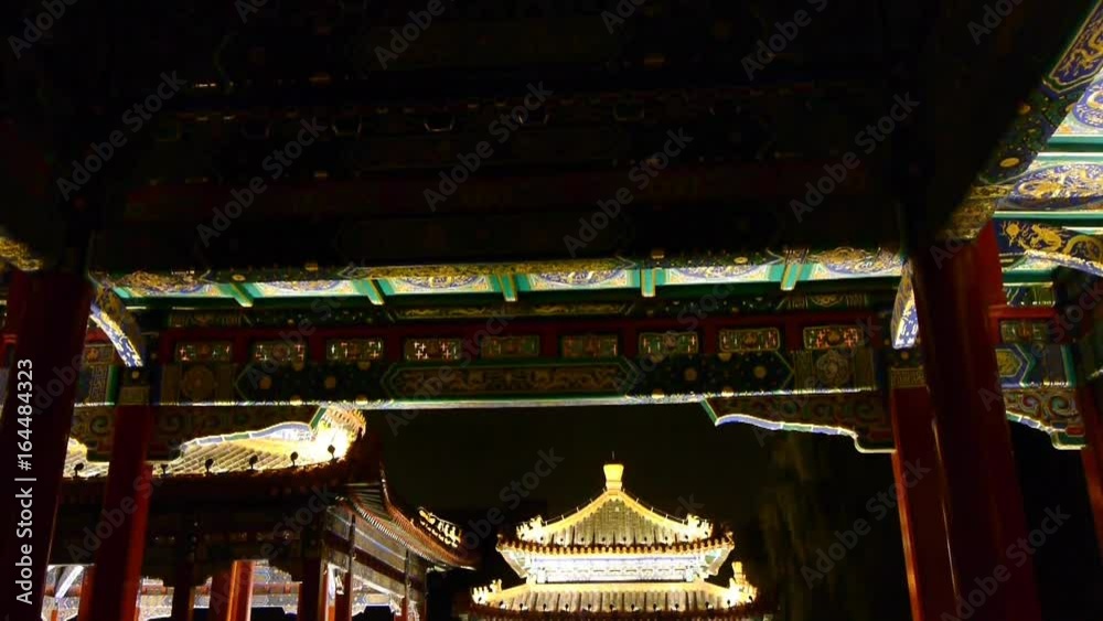 China Beijing ancient architecture pavilions at night.