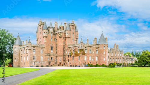 Glamis Castle in a sunny day, Angus, Scotland.  photo