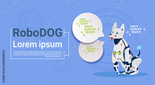 Robotic Dog Cute Domestic Animal Modern Robot Pet Artificial Intelligence Technology Flat Vector Illustration