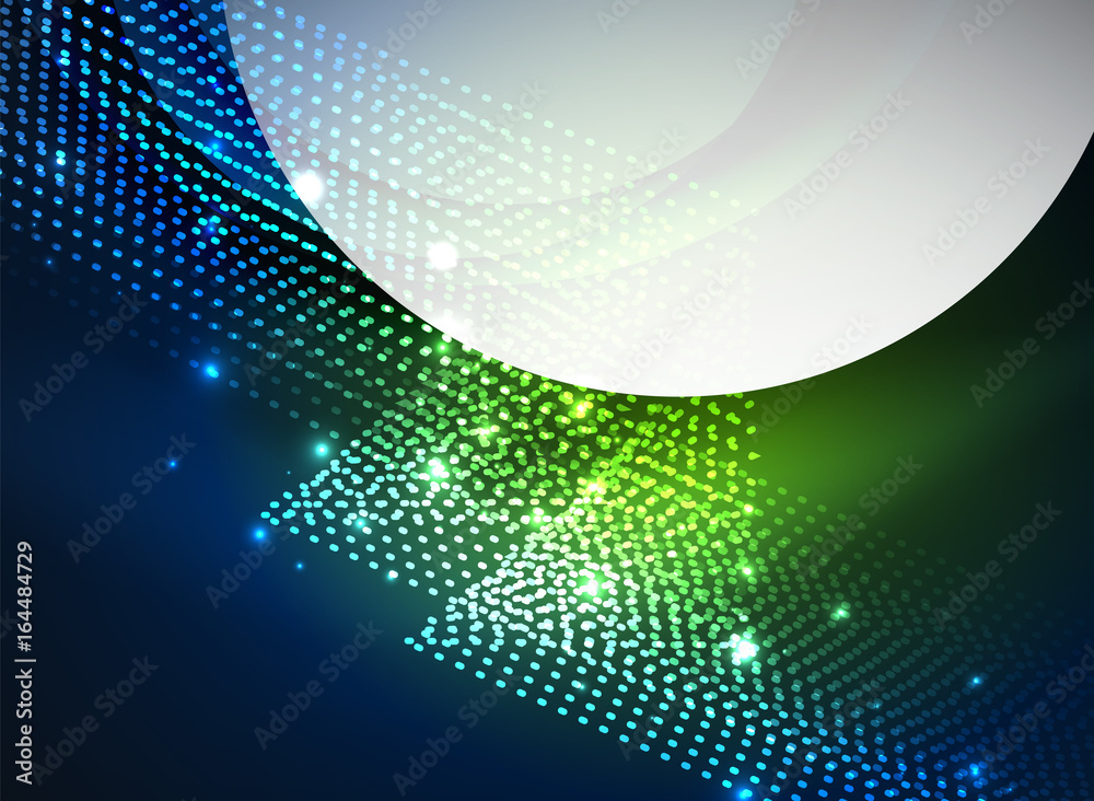 Glowing wave created with particles on dark color background Glowing wave created with particles on dark color background