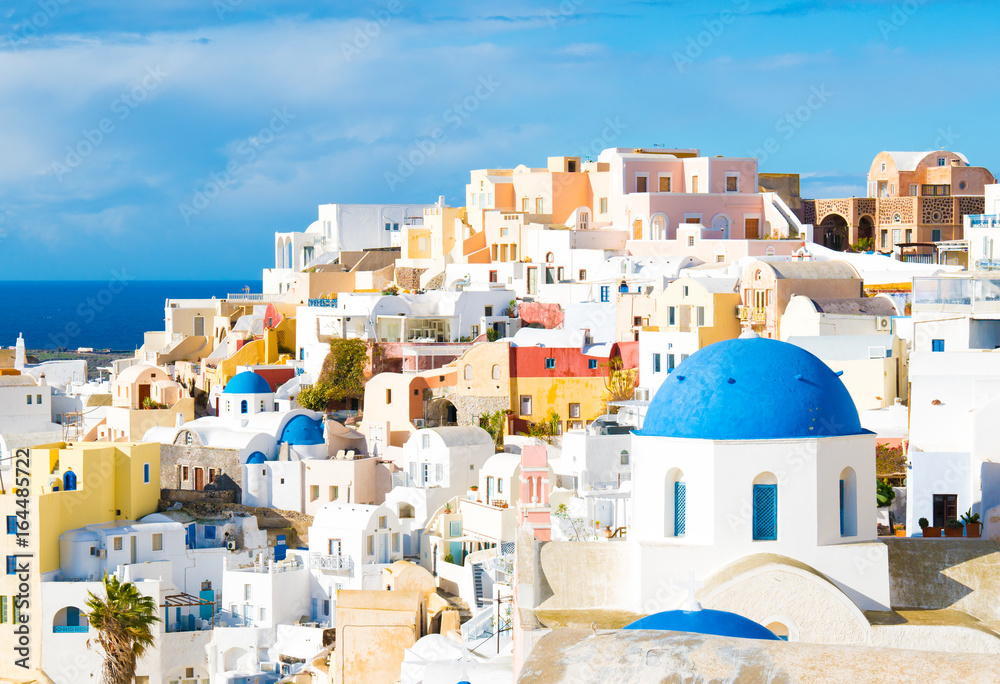 White houses in the town of Oia on the island of Santorini