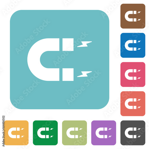 Horseshoe magnet rounded square flat icons
